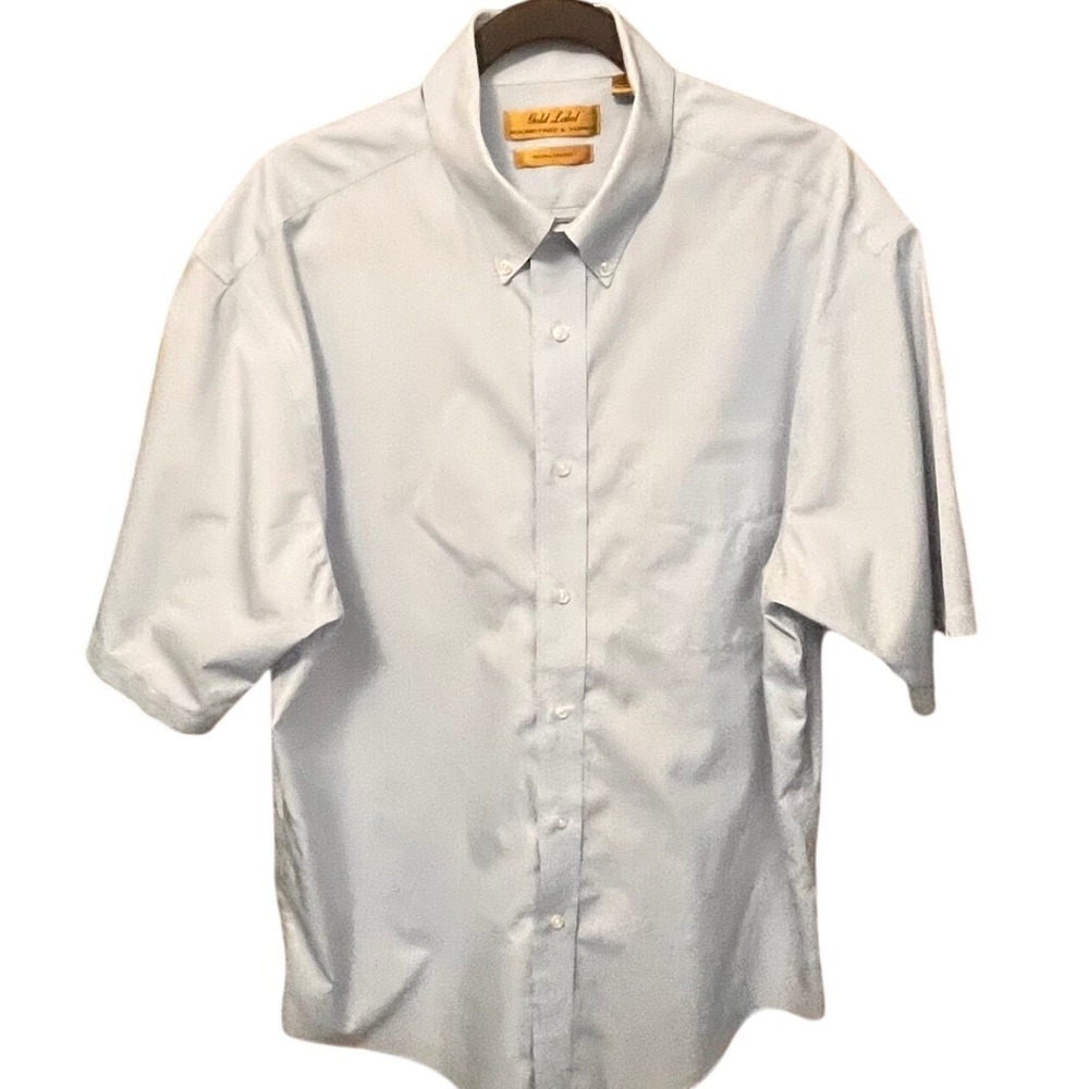 ❤️NWOT Roundtree Yorke Gold Label Mens Large Light Blue Non-Iron Cotton Shirt